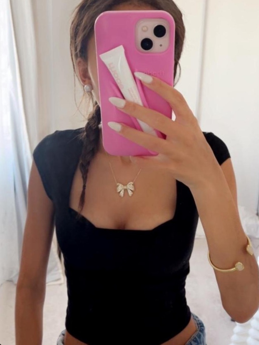 Garage Black Portia Square Neck Cropped Top - Size Extra Small